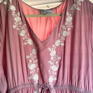 3x light pink floor length dress